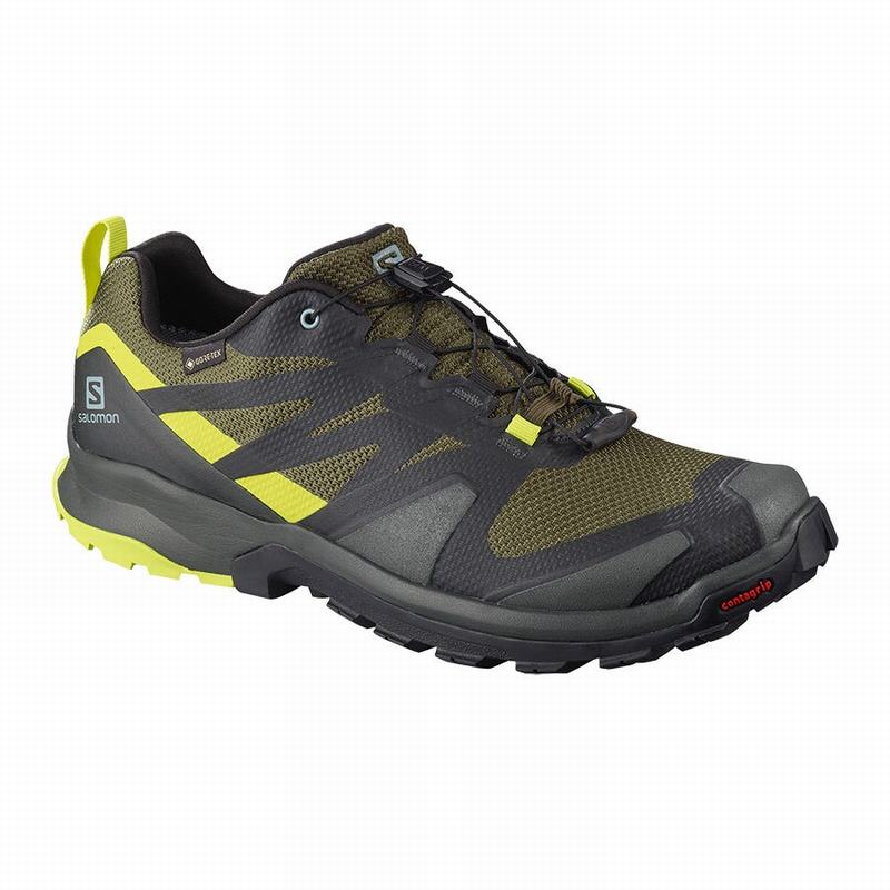 Salomon Israel XA ROGG GTX - Mens Hiking Shoes - Olive/Light Yellow (LQWC-24106)